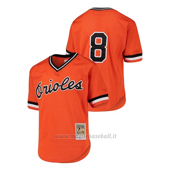 Maglia Baseball Bambino Baltim Ore Orioles Cal Ripken Jr. Cooperstown Collection Mesh Batting Practice Arancione